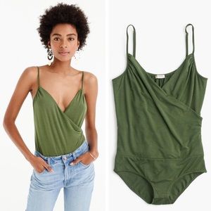 NWT J. Crew Black Drapey Wrap Front Bodysuit Cami Tank Top Sz Large